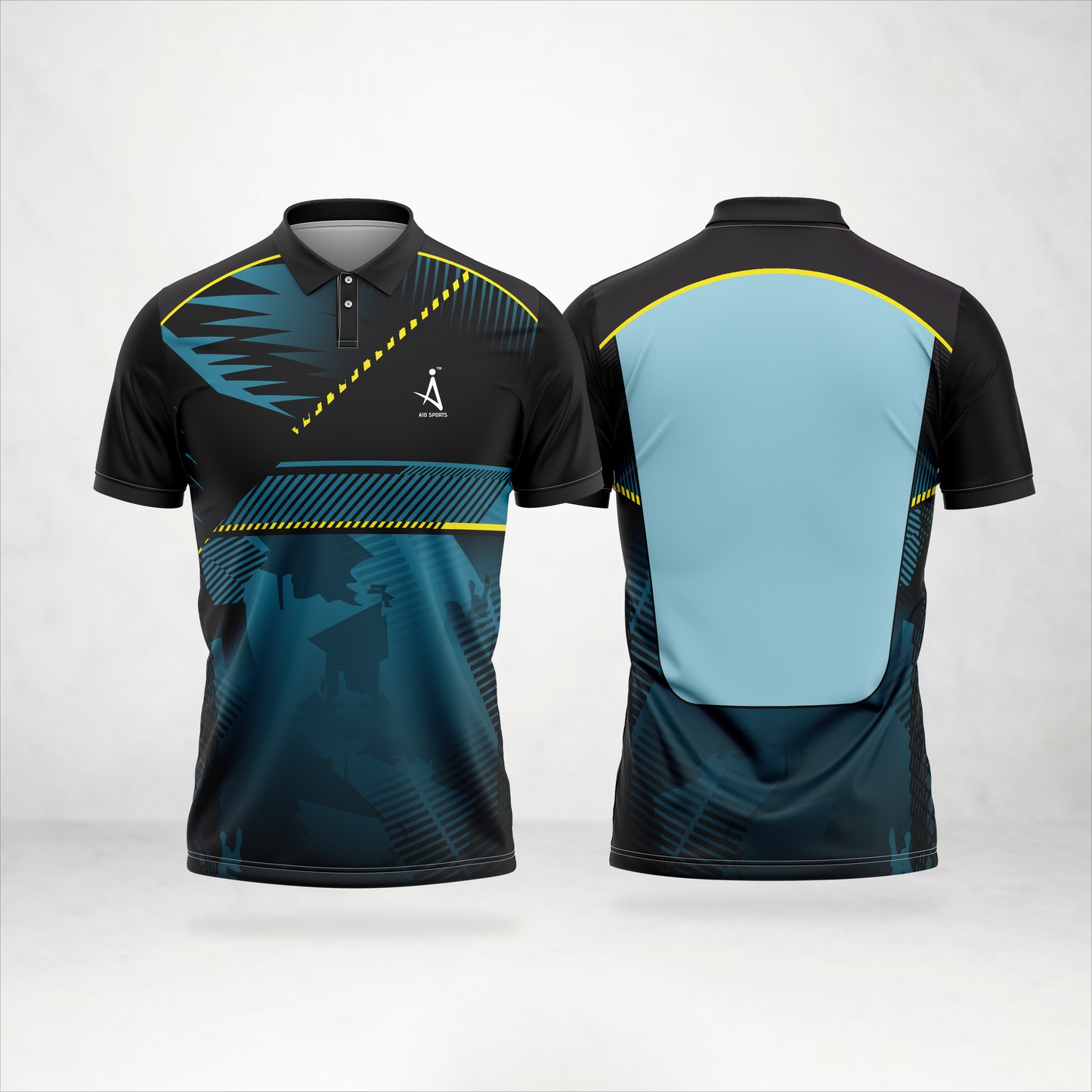 Black & Sky Blue Sports Polo Jersey – AioSports