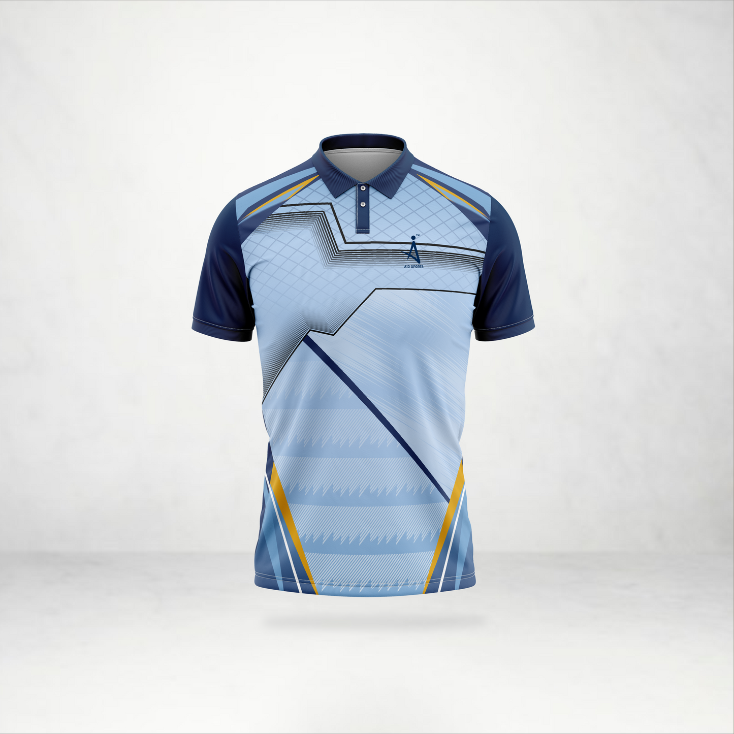 Sky Blue Line Pattern Polo Jersey