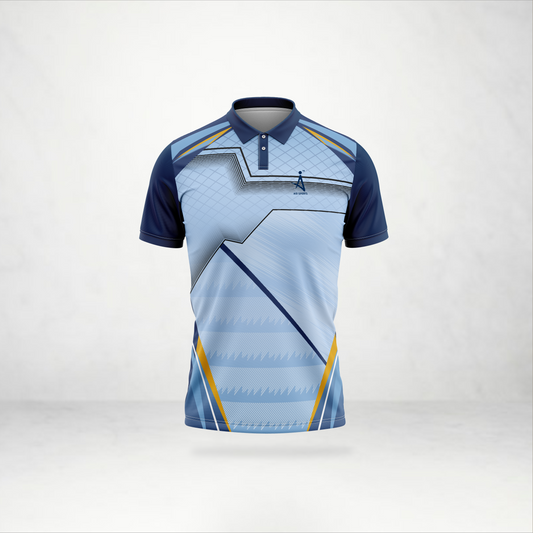 Sky Blue Line Pattern Polo Jersey