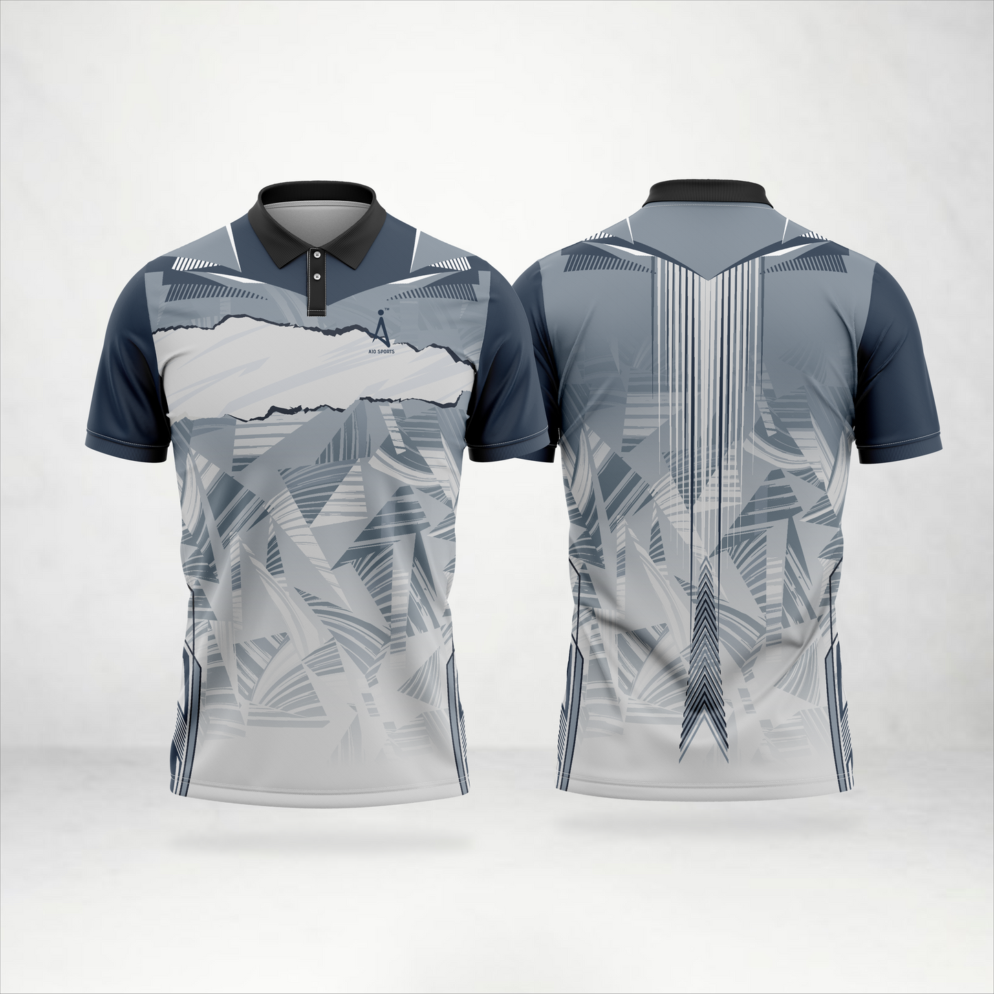 Steel Grey Abstract Texture Polo Jersey