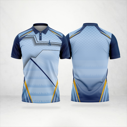 Sky Blue Line Pattern Polo Jersey