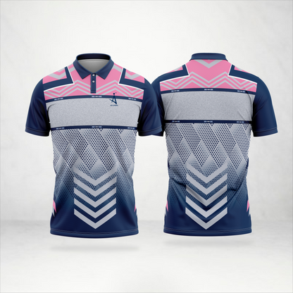 Navy & Pink Chevron Polo Sports Jersey