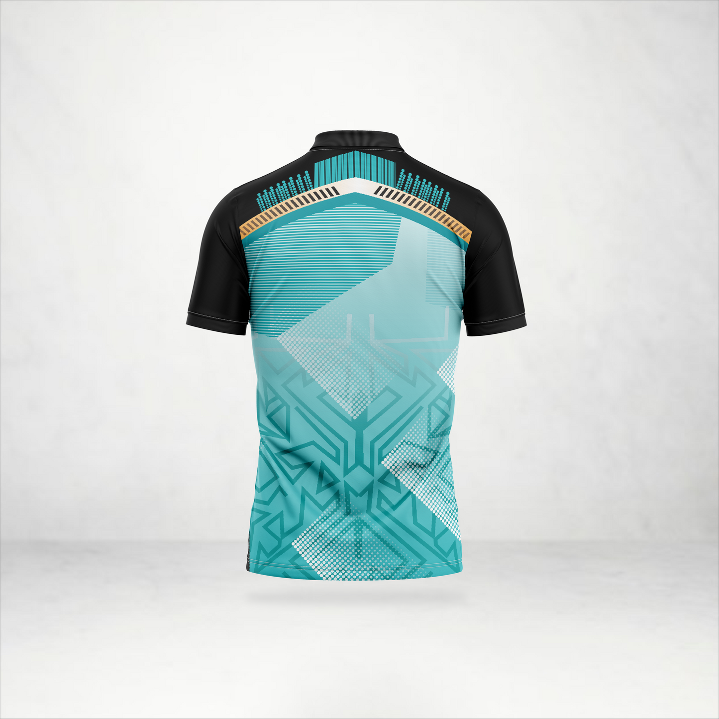 Teal Geometric Fusion Polo Jersey