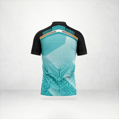 Teal Geometric Fusion Polo Jersey