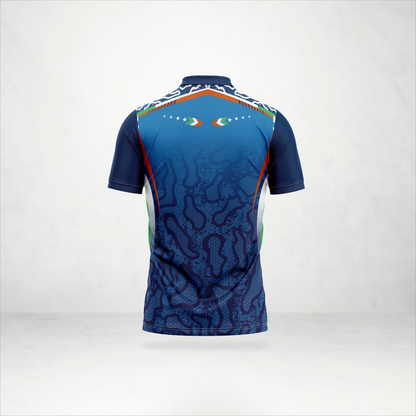 Navy Blue Multicolor Graphic Polo Sports Jersey