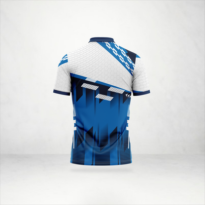 White & Blue Modern Block Polo Jersey