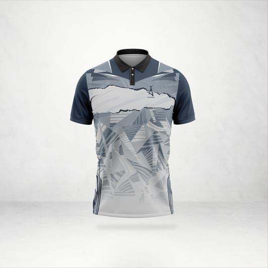 Steel Grey Abstract Texture Polo Jersey