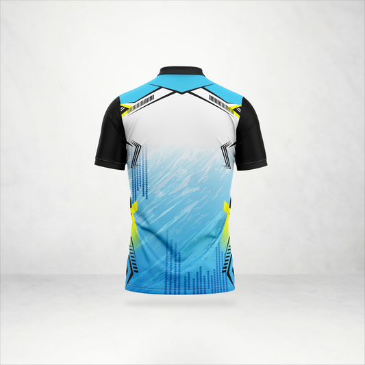 Cyan & Black Tech Pattern Polo Jersey