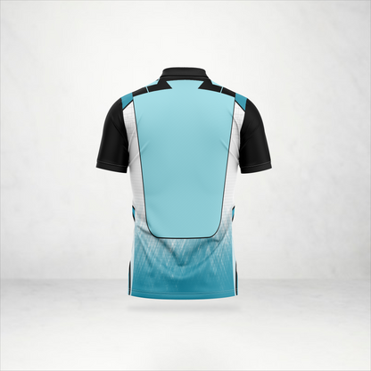 White & Cyan Tech Pattern Polo Jersey – AioSports