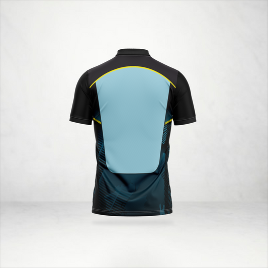 Black & Sky Blue Sports Polo Jersey – AioSports