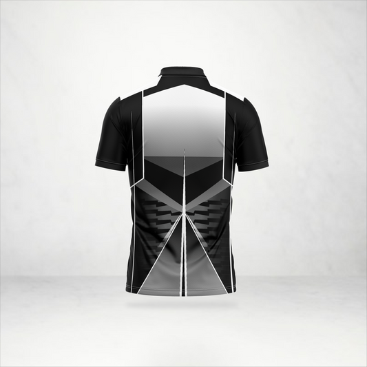 Black & Grey Geometric Polo Sports Jersey