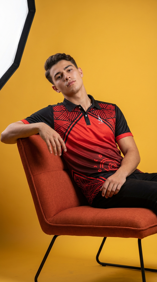 Crimson Geo Pro Sports Polo Jersey