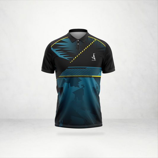 Black & Sky Blue Sports Polo Jersey – AioSports